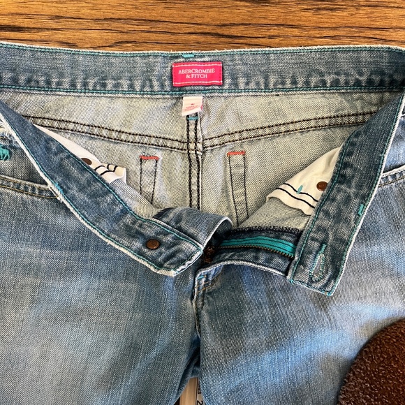 Abercrombie & Fitch Vintage Capri Low Rise Jeans Cuffed Blue Size 6 - Picture 7 of 11